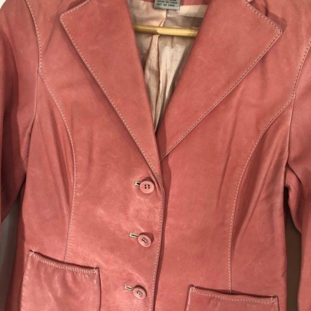 Nine West Soft Broken-In Pink Leather Jacket - Picture 4 of 8